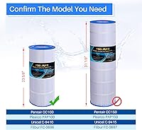 Vista 4 de POOLPURE Filtro de piscina PLF100A reemplaza a Pentair CC100, CCRP100, PAP100, PAP100-4, Ultral-C3, Unicel C-9410, R173215, Filbur FC-0686