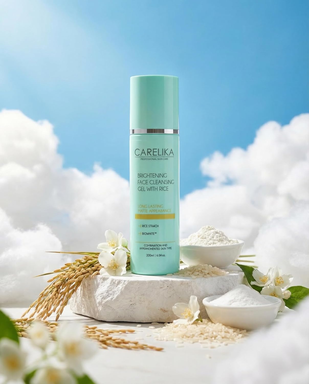 Brightening Face Cleansing Gel with Rice Extract – Gentle Cleanser for Combination & Oily Skin, 200ml