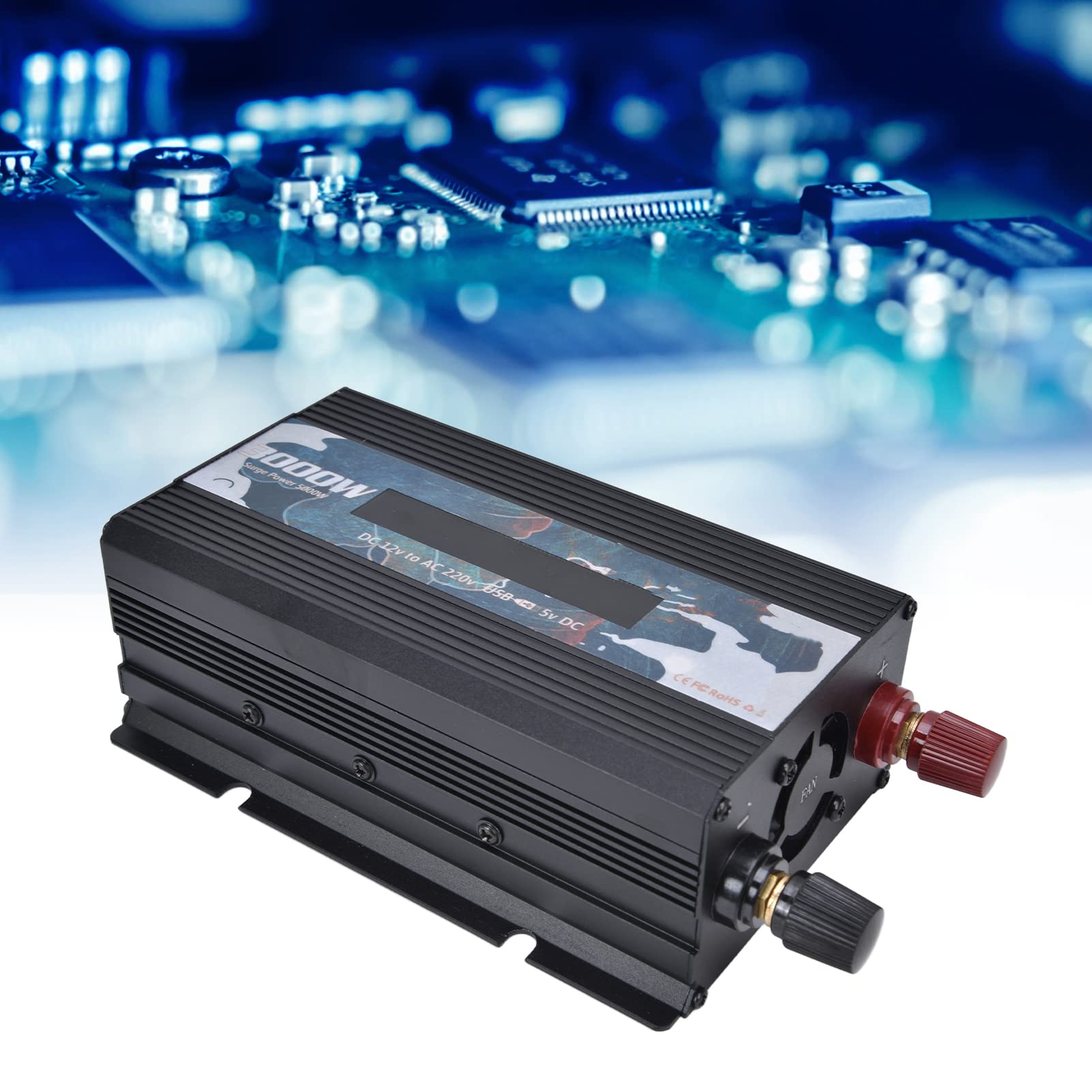 Inversor de Corriente Onda Sinusoidal Pura 300W 12V a 220V Convertidor Potencia Multifuncional para Hogar RV Camión Inversor Eléctrico Batería Energía Solar Inversor Portátil Negro