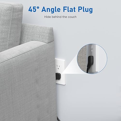 Miniatura 9 de Regleta de alimentación de escritorio de carga rápida total de 40 W con 4 puertos USB PD20W, 5 tomacorrientes, protector de sobretensiones de 1200J