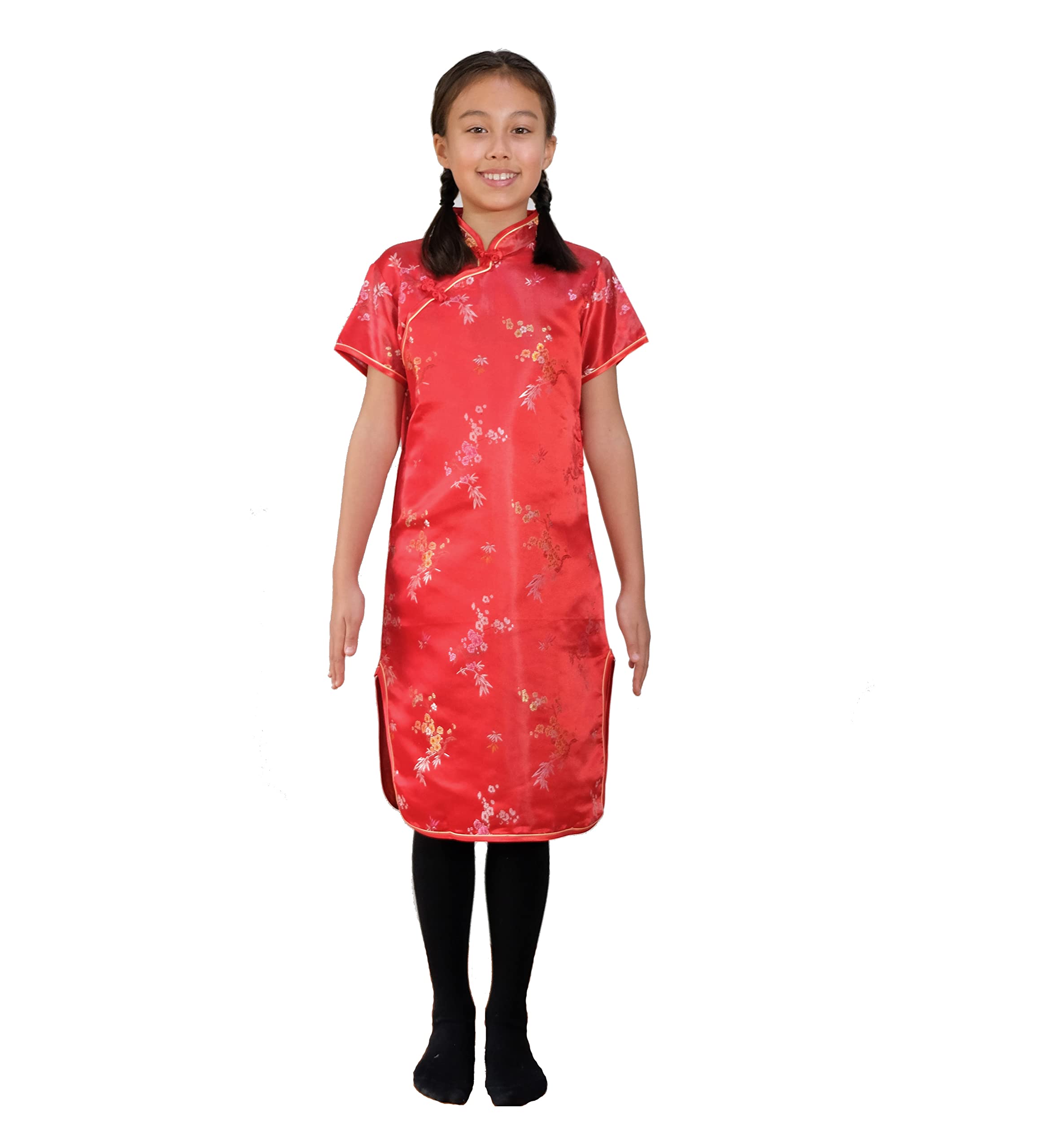 Cinda Girls Blossom Oriental Chinese Dress Qipao Cheongsam Red 11-12 Years