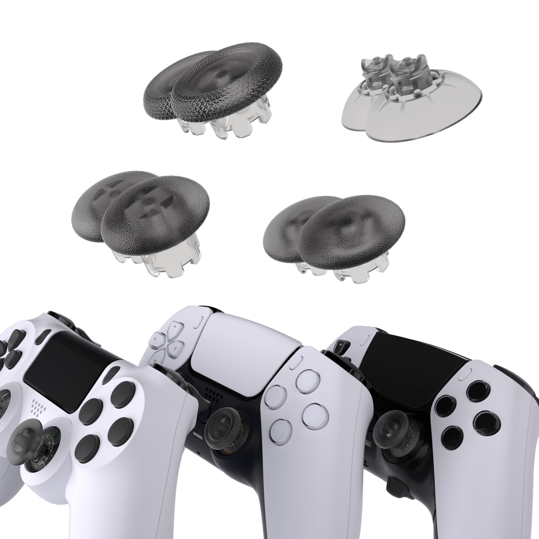 eXtremeRate EDGE Styl Thumbsticks do kontrolerów ps5 & ps4, Niestandardowe Wymienne Drążki Analogowe Dołączone Joysticki do Kontrolerów ps5 - Jasne Czarny