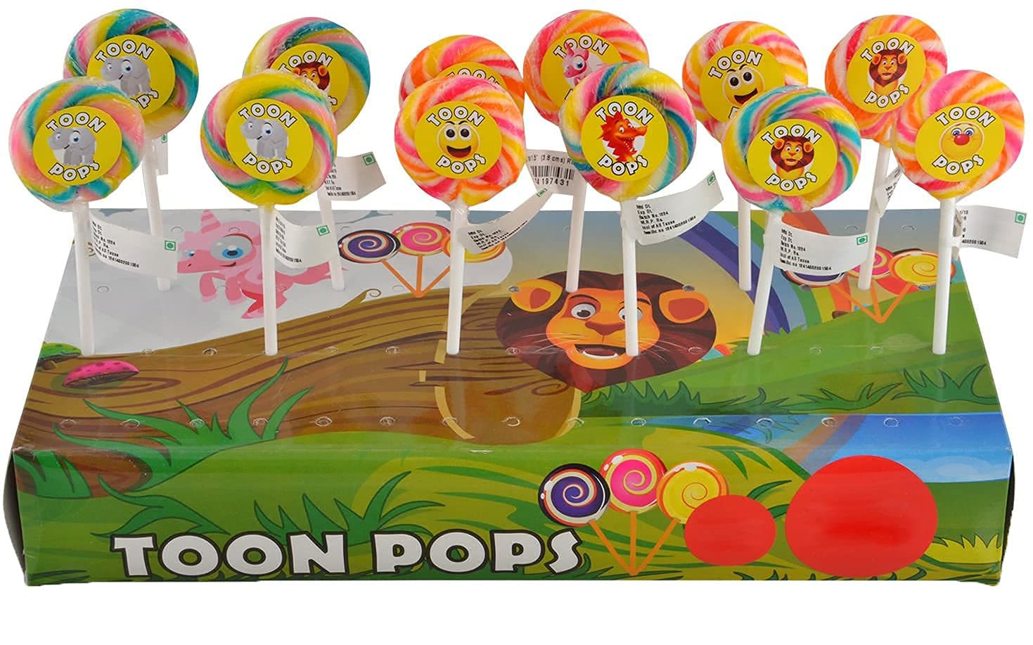 Toonpops Round Swirl Lollipops Candy (12 pcs) | Taste of Assorted Fruit Flavor Lollipop | Handmade, Pure Vegetarian With Edible Colors | No Added Preservatives | Candee for Kids