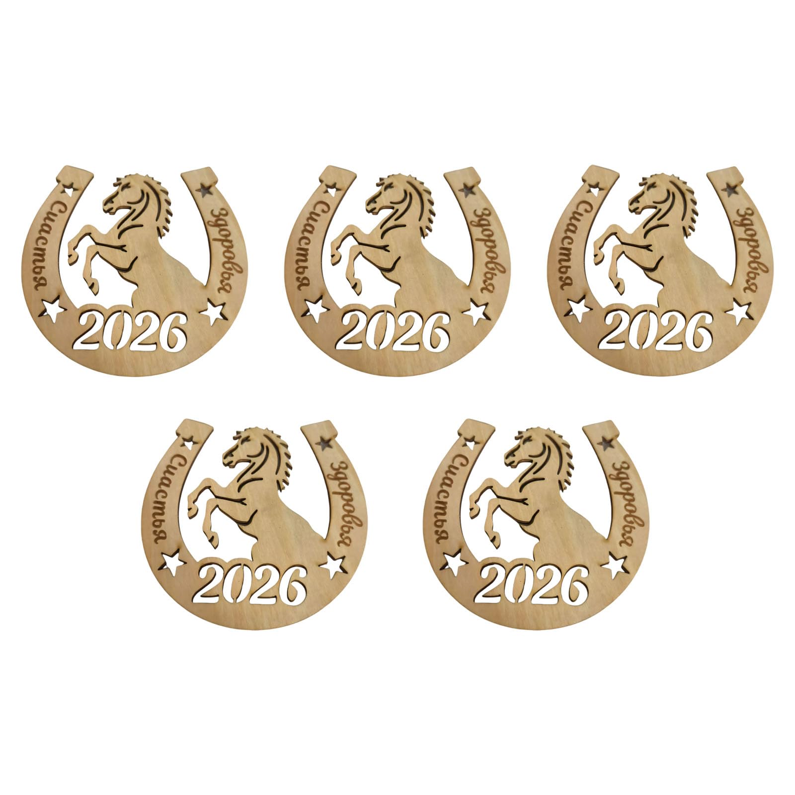 Artistic Wood Horseshoe Shape Unpainted Fridge Magnet 2026 Year of Horse Ornament for Decoration and Small Items Display Refrigerator Magnet