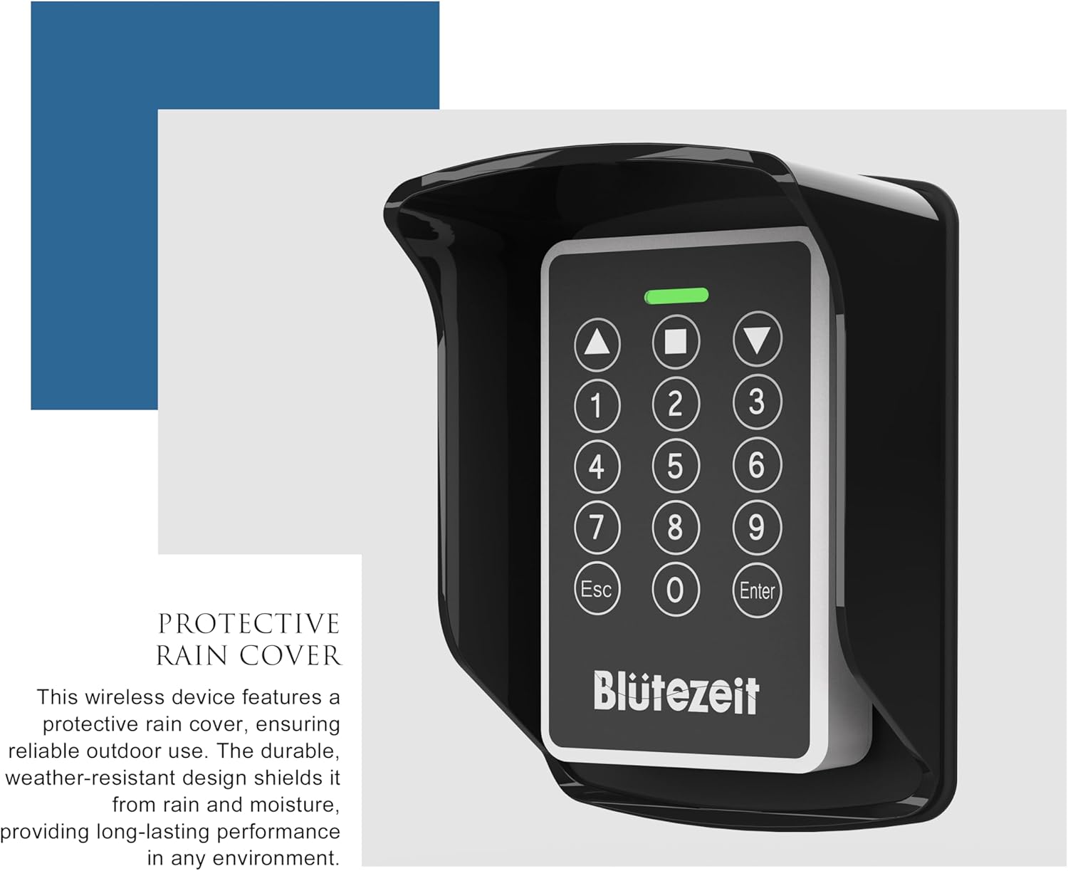 Blütezeit wireless PIN keypad with protective rain cover