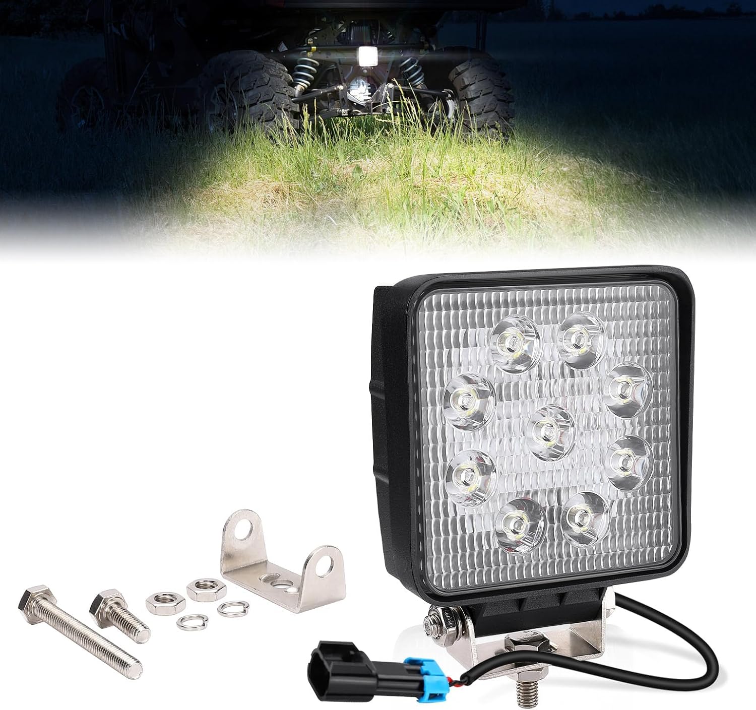 KEMIMOTO Backup Light Compatible with Ranger XP 1000, 27W Reverse Light Rear LED Kit Easy to Install Compatible with 2018-2025 Polaris Ranger 1000 XP/Crew, 5.3×4.5 Inches