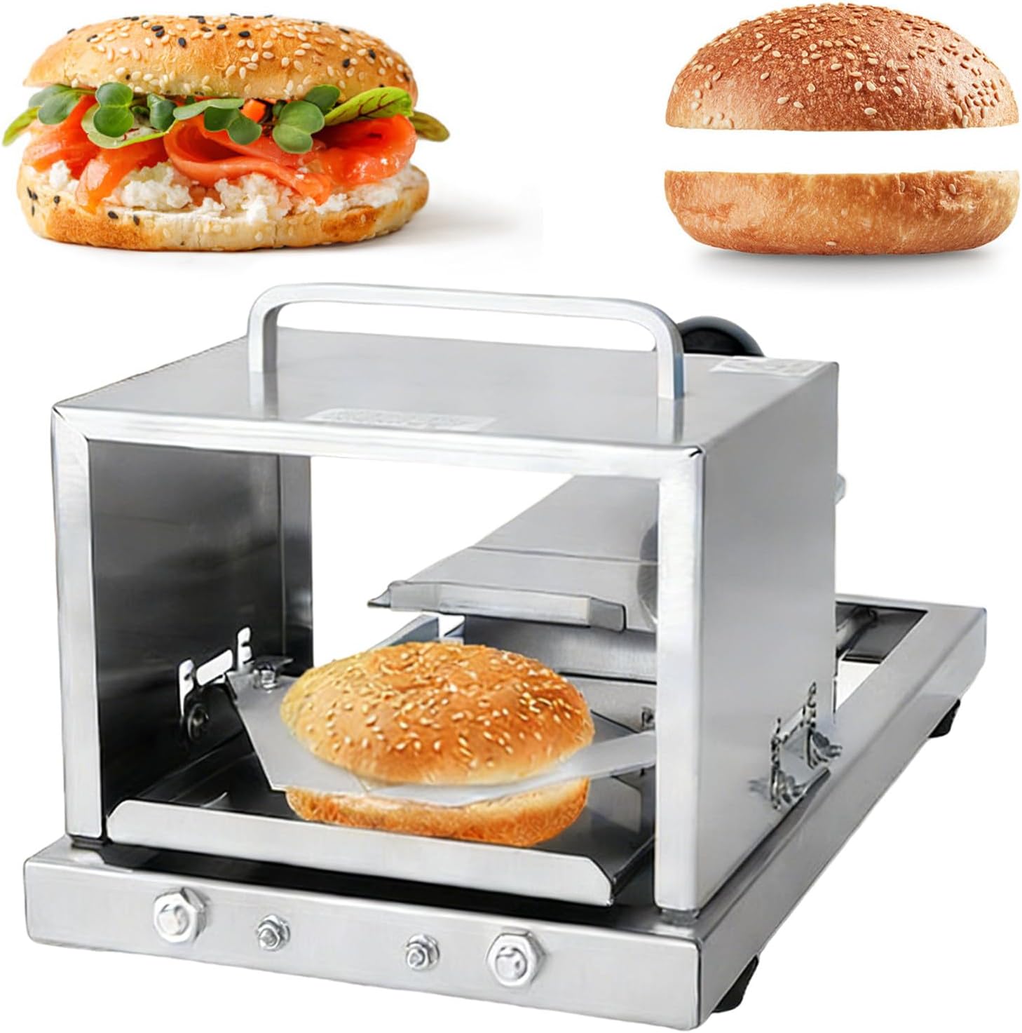 Bagel, Bun, and Muffin Slicer, Manual, Built with a Protective Safety Shield and Non-Slip Grip for Family and Light Commercial Kitchens
