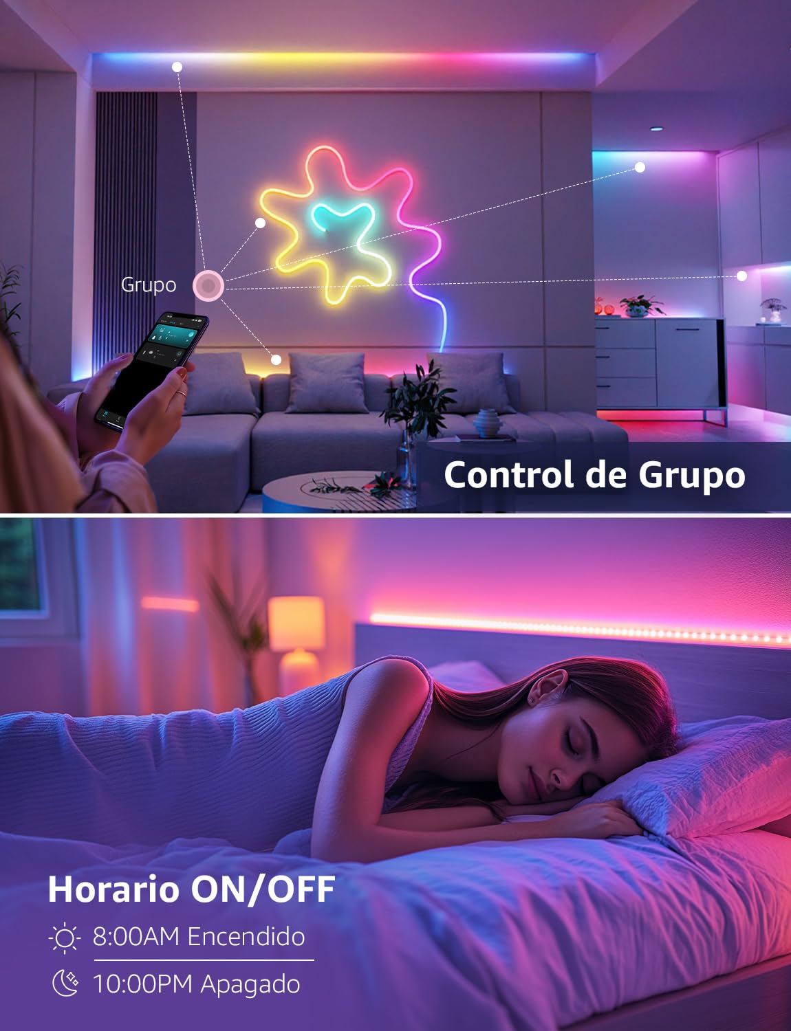 Lepro S1 AI Tira LED 5M, Luces LED MagicColor, Fonciona con Alexa y Google Assistant, Sincronización de Música, Diseñador de Iluminación AI Personalizado, Luz WiFi para Dormitorio, Fiesta, Gaming