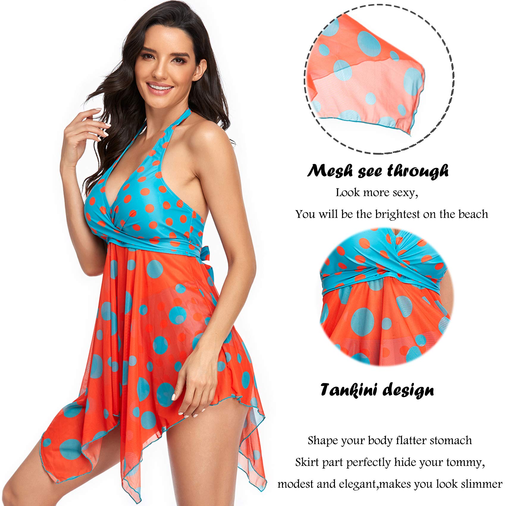 Donne Costume da Bagno Tankini Gonna Bikini Set Beachwear Push Up Halter Swimsuit da Mare Spiaggia Piscina