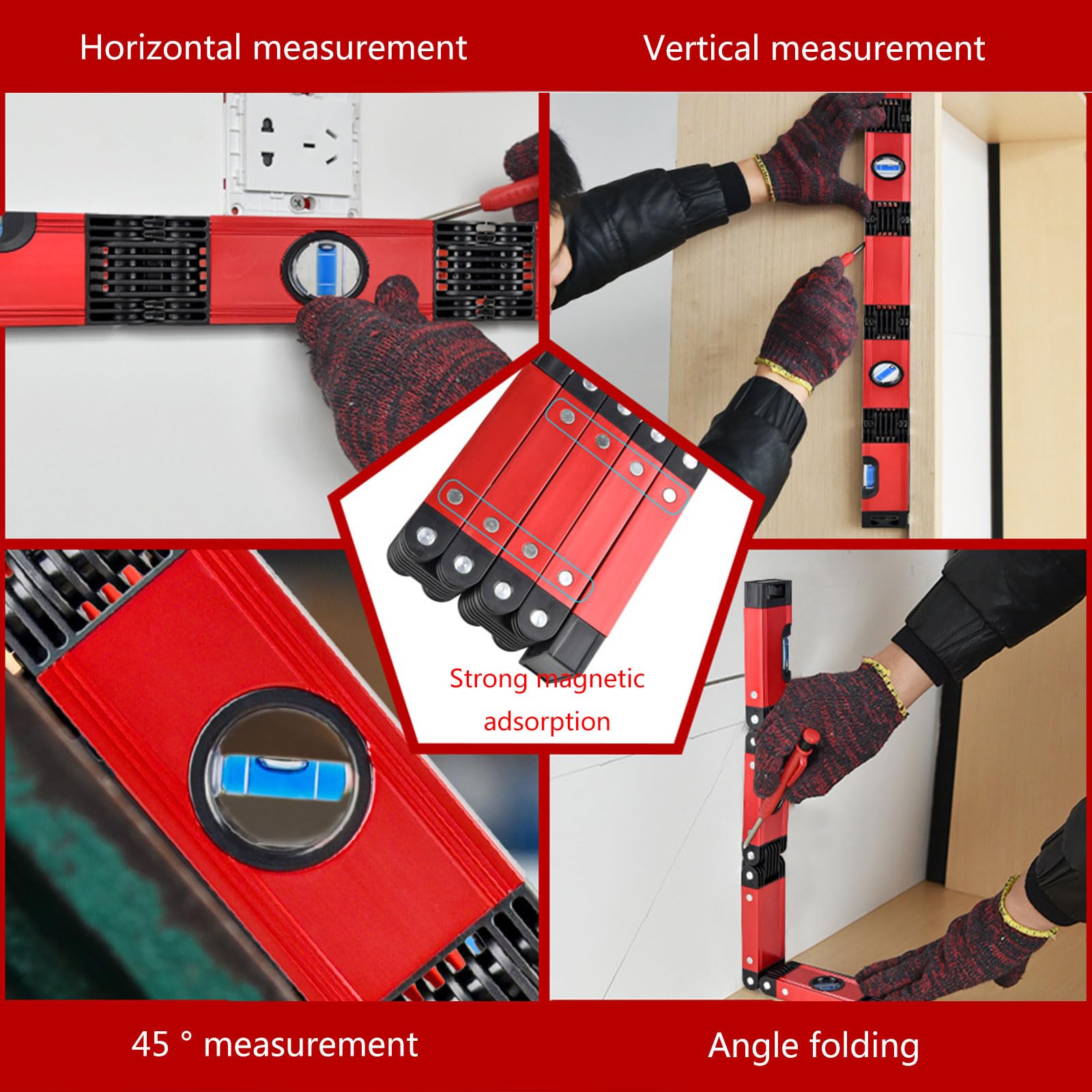 Herramienta multifunción de carpintería de aluminio multiángulo de medición para carpintería tiempo de nivelación herramienta de medición de arquitectos