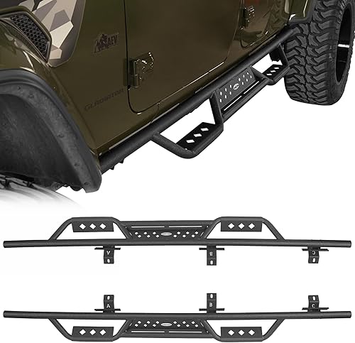 u-Box Gladiator JT - Estribos laterales Nerf Bars rieles de acero compatibles con camionetas Jeep Gladiator JT 2020 2021 2022 2023 2024 2025