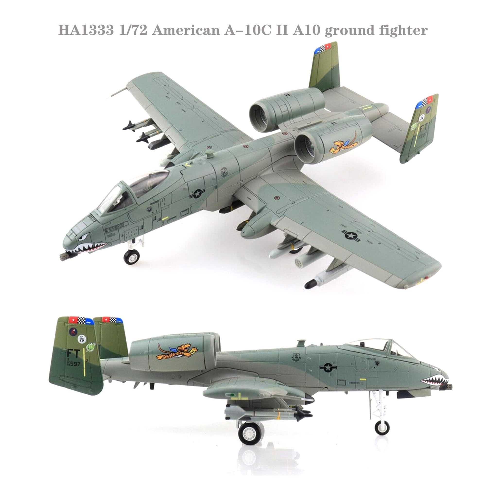 Must-Have for Collectors Modello in Piccola Scala Aerei 1 72 per American A-10C II A10 Ground Fighter Air Force 75th FS Tiger Shark Modello in Miniatura in Lega rifinita Kit di Costruzione