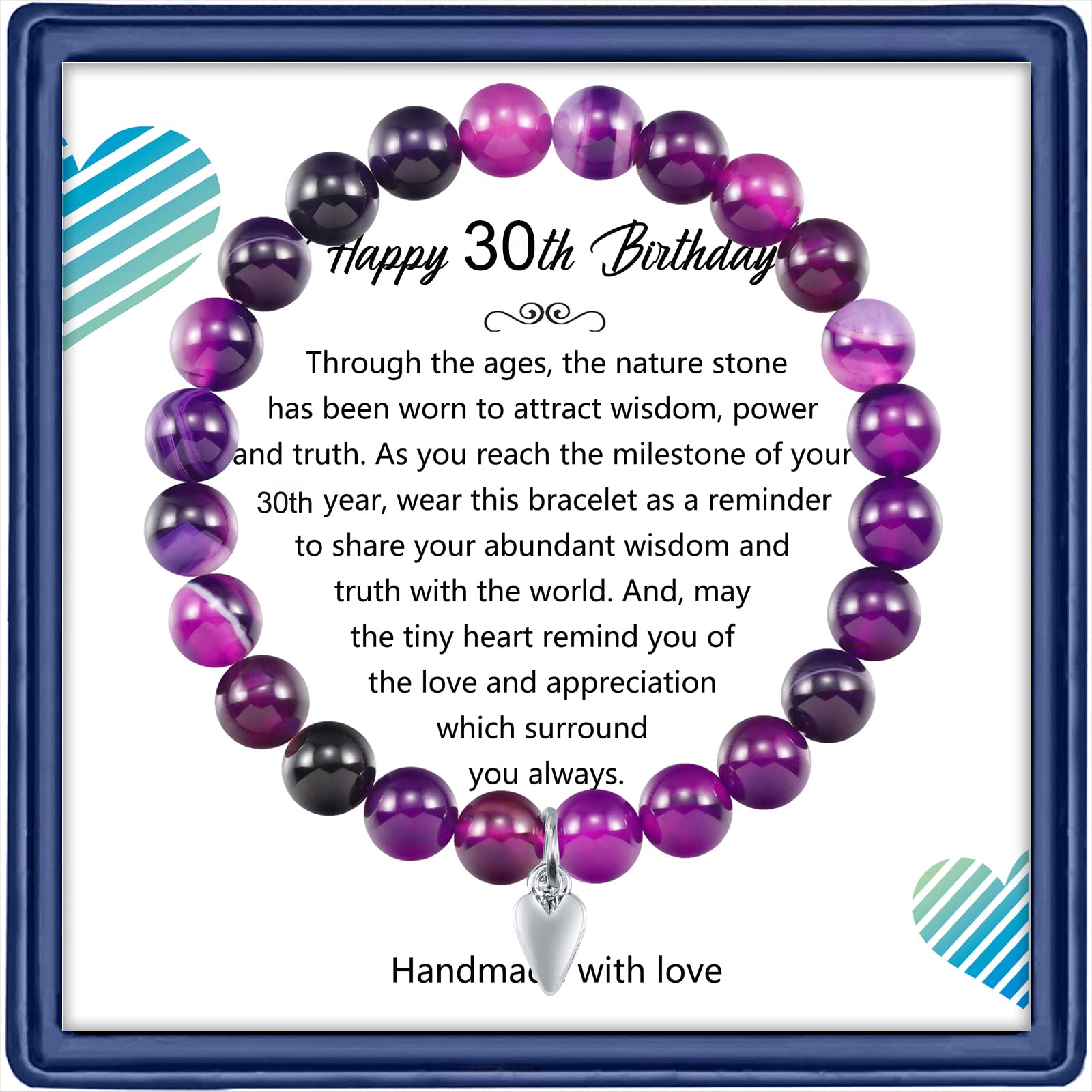 30th Birthday Gifts for Women, Happy 30th Birthday Beads Bracelet for Woman Truning 30 Years Old Jewelry Gift for Her Women Mom Daughter Sister Best