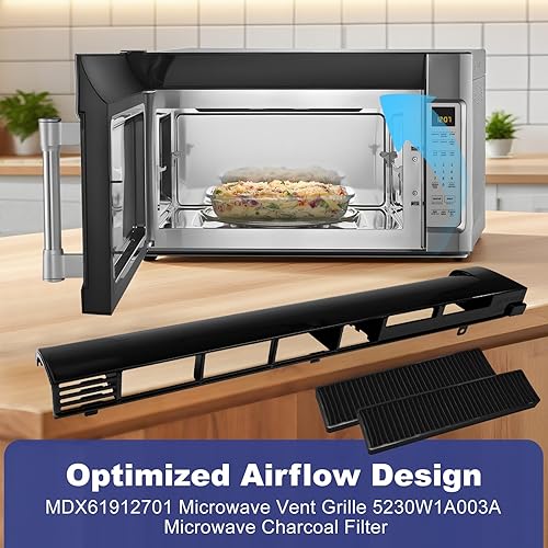 Miniatura 9 de MDX61912701 Rejilla de ventilación para horno microondas para LG LMV2031ST, LMH2016ST, 87583, 87587, AP5202555, 2119394, AH3535252, EA3535252,