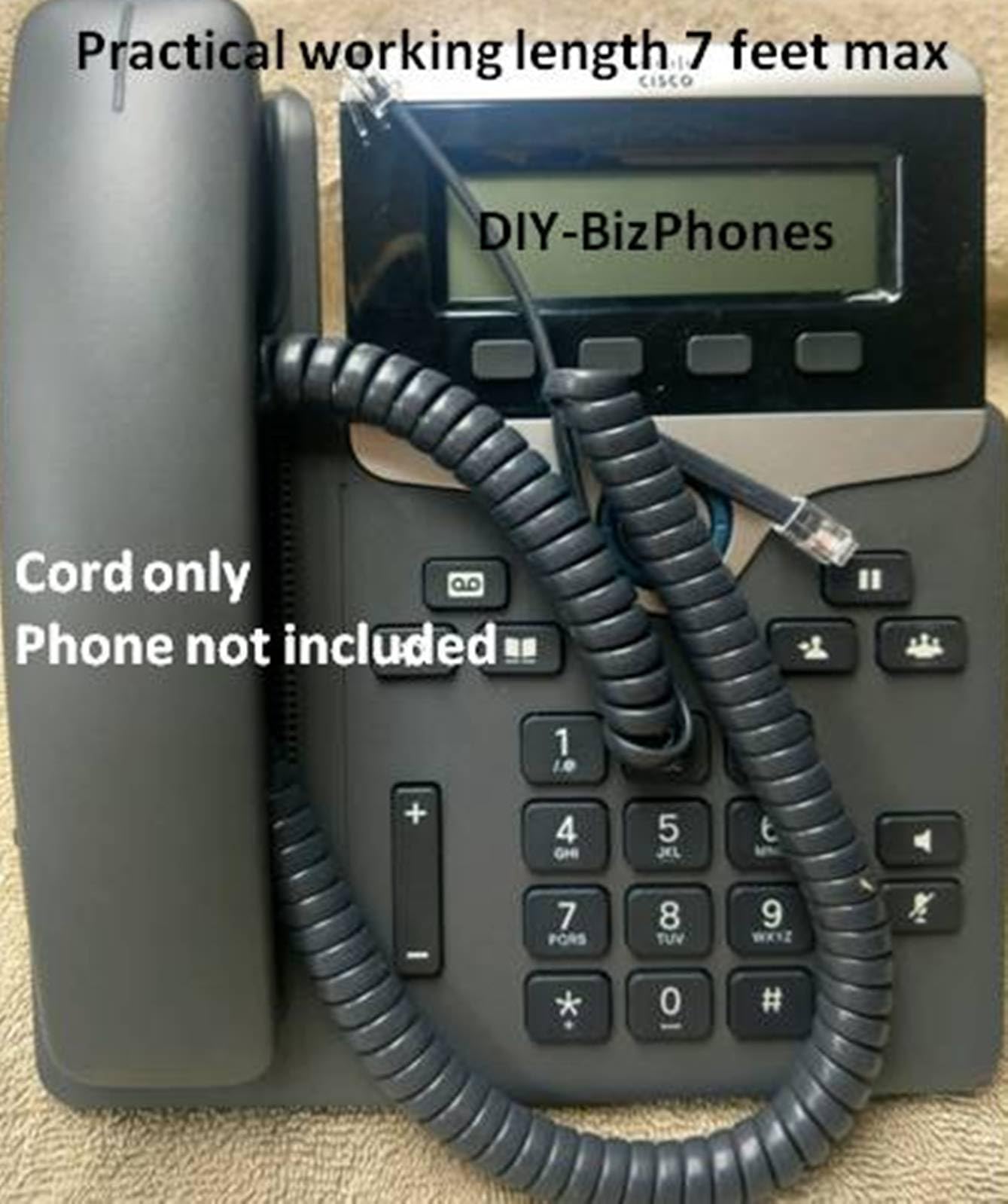 Mobilteilkabel, kompatibel mit Cisco IP-Telefon, 3,6 m, Grau, 25 Stück