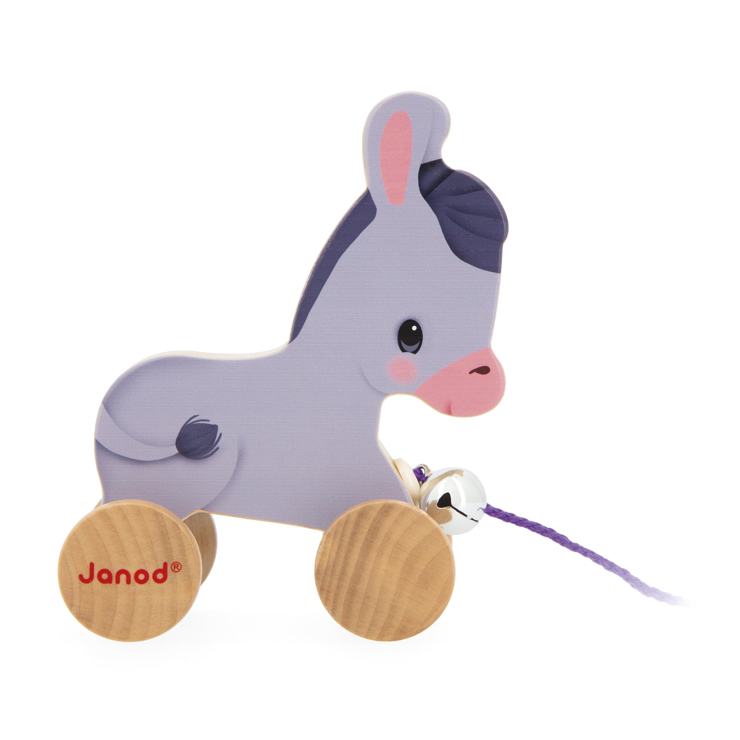 Janod, Wooden Walking Donkey with Tinkerbell, Pull and Push Toy, Motor Skills and Imagination Training - Image 3
