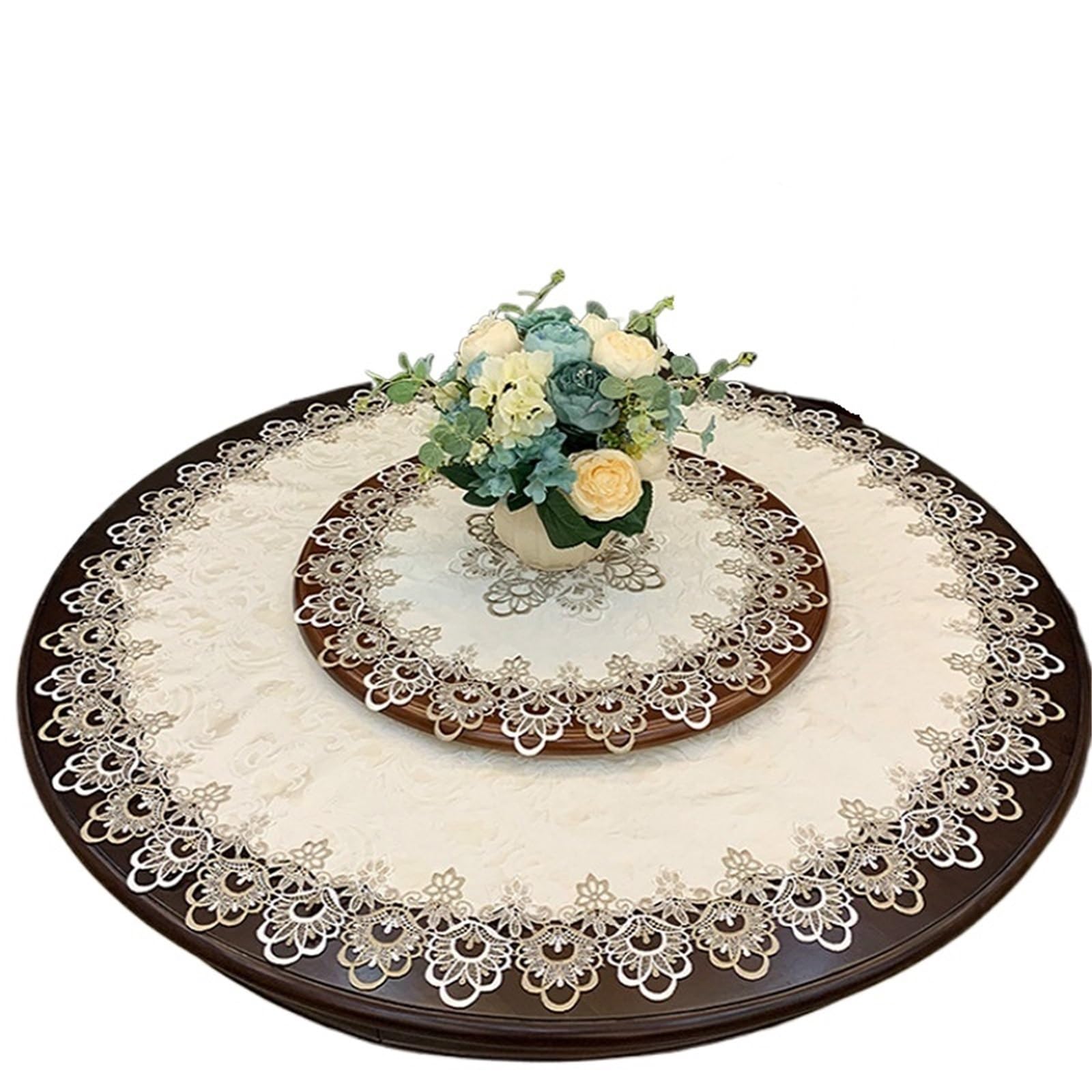 VIOLDHHJK Lace Tablecloth Modern Fabric Lace Trim Tablecloth For Banquet Party Big Table Bedroom Balcony(Round 60cm)