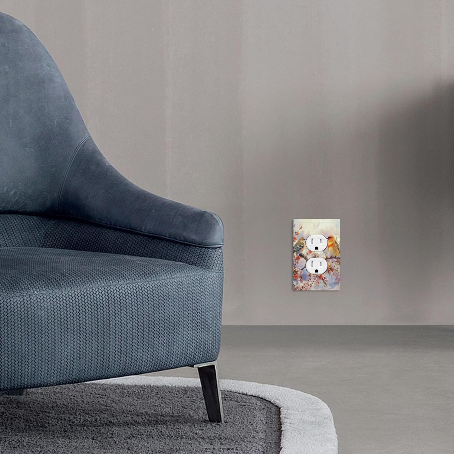 Birds Sitting on Flowers Tree Branch Light Switch Cover 1 Gang Outlet Plate Single Duplex Wall Plate Covers Decorative Switchplate Electrical Faceplate for Farmhouse Living Decor