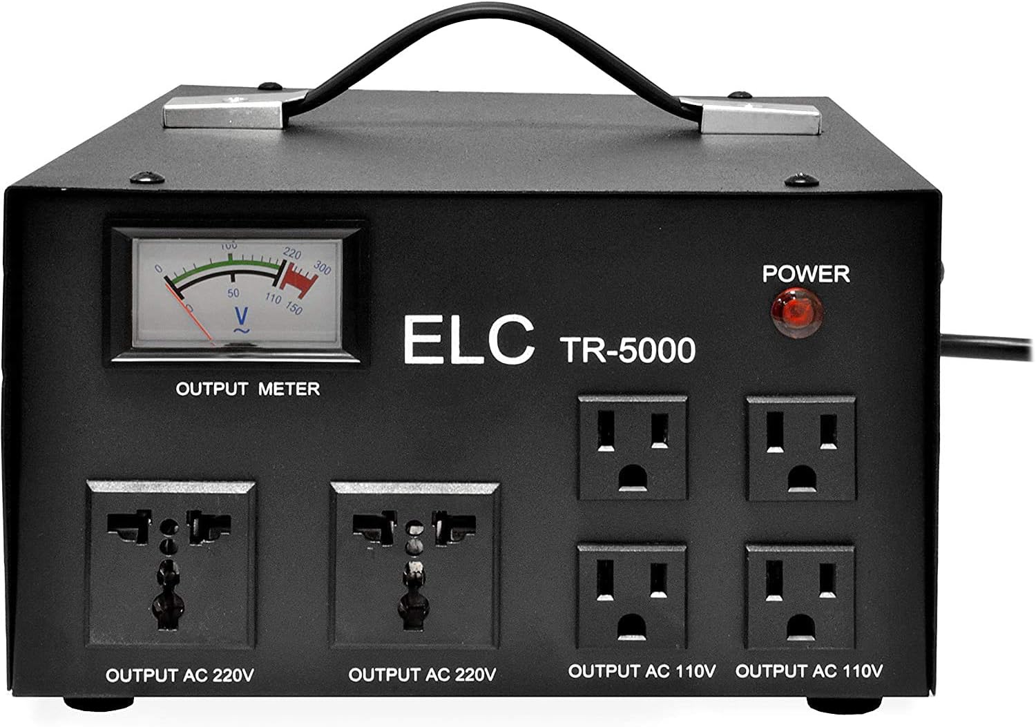 ELC 5000 Watt Voltage Regulator with Transformer - Step Up/Down - 110v to 220v / 220v to 110v Power Converter - Circuit Breaker Protection [3-Years Warranty]