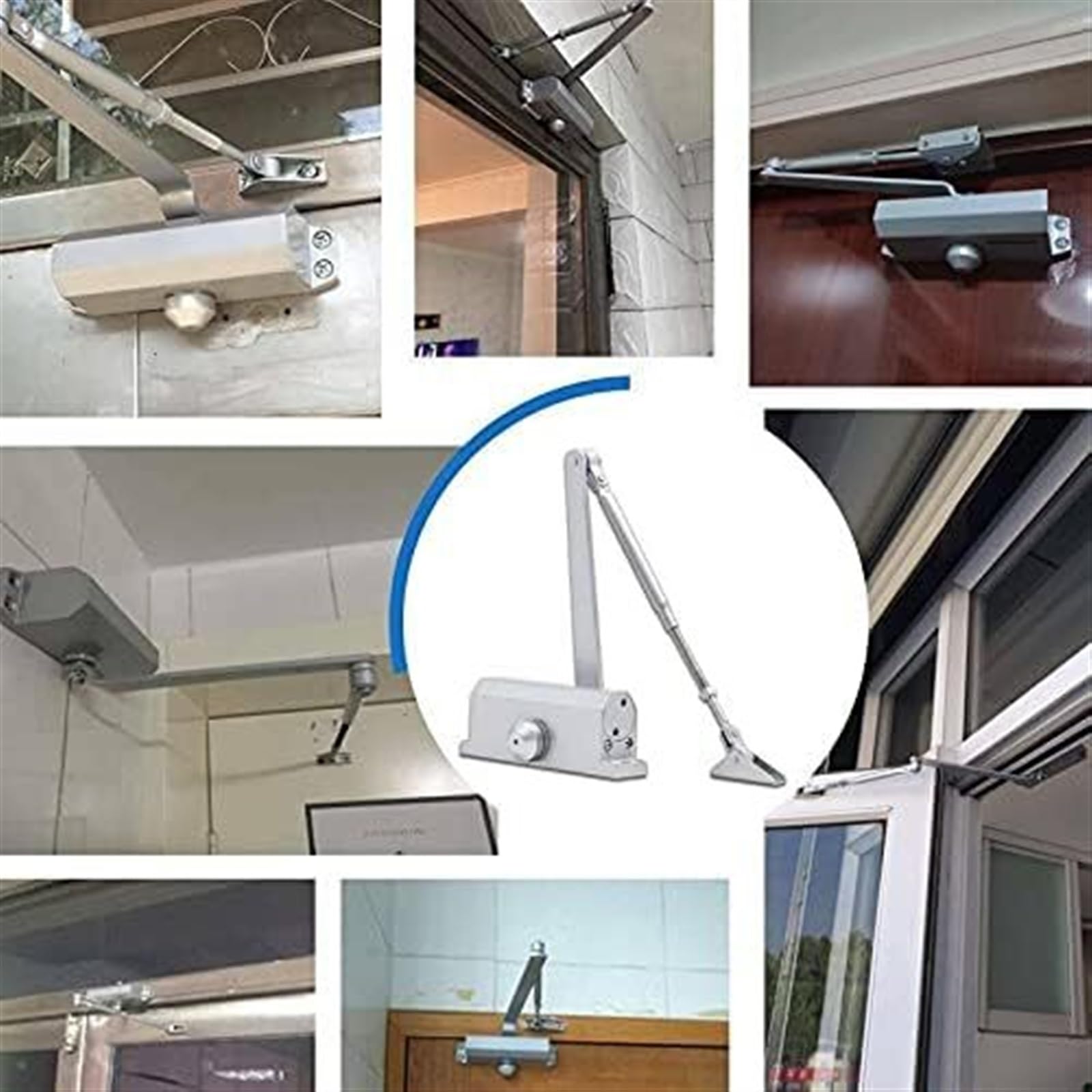 Regulowany aluminiowy automatyczny samozamykacz - samozamykający się zawias sprężynowy do drzwi przeciwpożarowych - 1 szt. wytrzymałe okucia do drzwi dla łatwej instalacji i zwiększonego