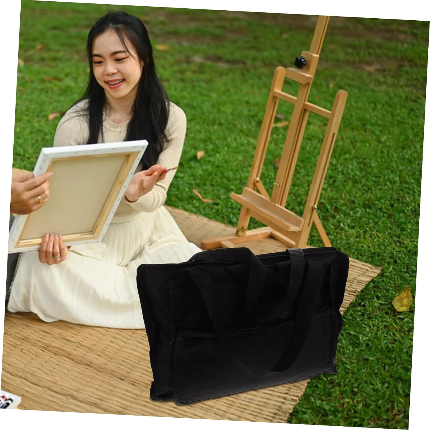 Angoily Canvas Drawing Board Pouch for Art Students, Handheld Black