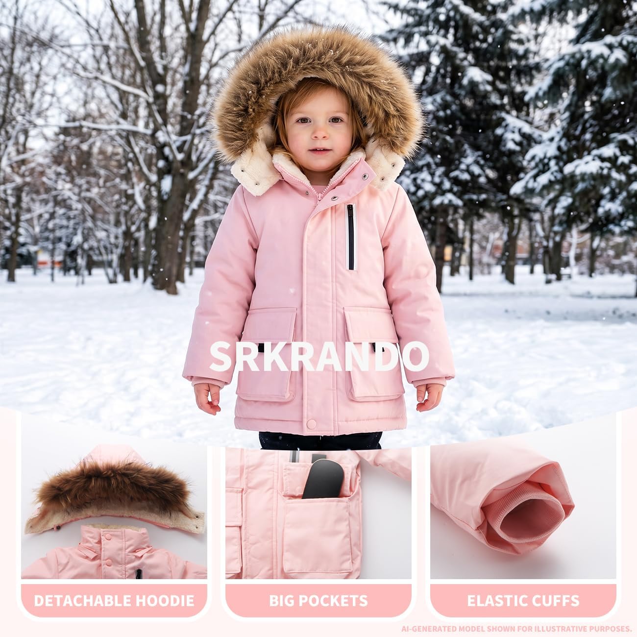 Toddler Winter Coat Baby Jacket Snow Hoodie Puffer Fleece Clothes