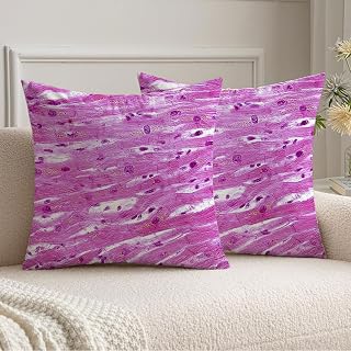 Pack of 2 Velvet Square Pillow Covers 20 x 20Striated Cardiac Myocytes Near Microscopy Showing Muscle Yellow Pigment Granules Science Education Farmhouse Boho Pillow Covers for Sofa Couch Home Décor
