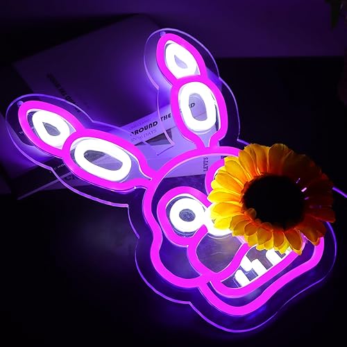 Miniatura 50 de Freddy - Letreros de neón para decoración de pared, luces LED de neón para dormitorio, cumpleaños, regalos de Navidad para niños, adaptador de Cinco