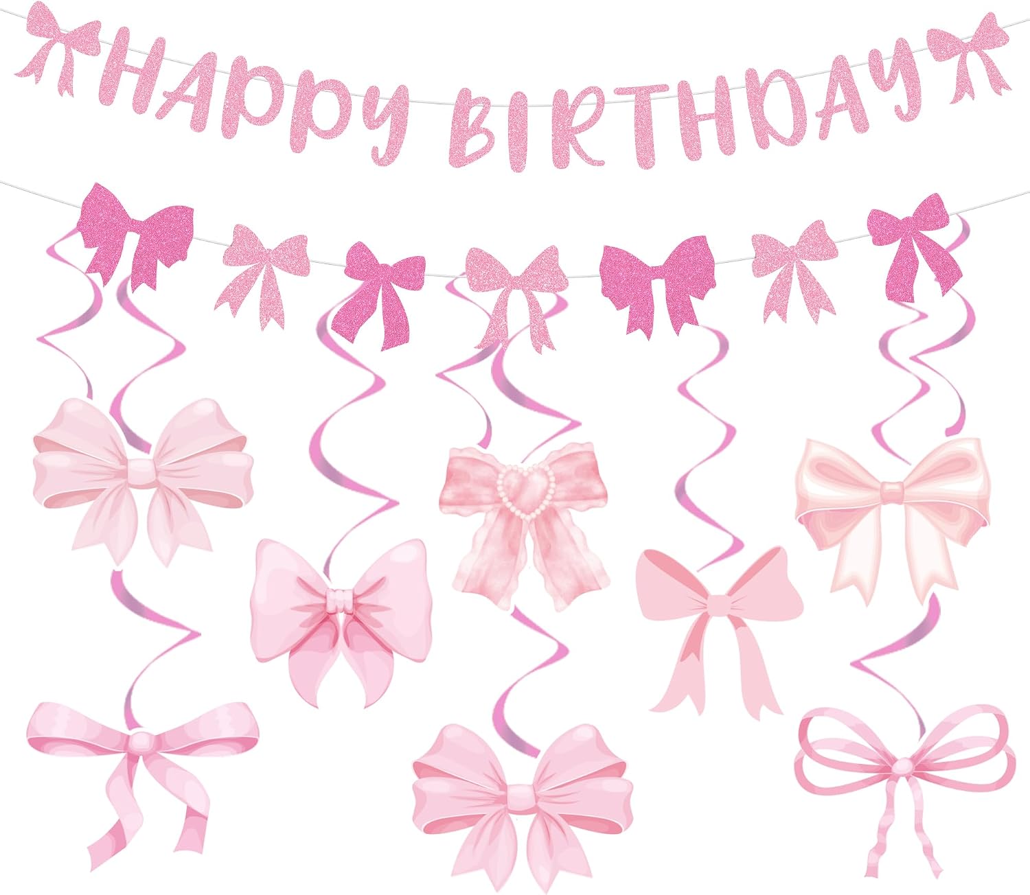 Aazon.co: Pink Bow Garland Banner for Coquette Bachelorette Party