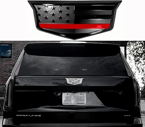 Vista 13 de Emblema de metal de aluminio con bandera negra americana para portón trasero (trasero 2015-2020, negro)