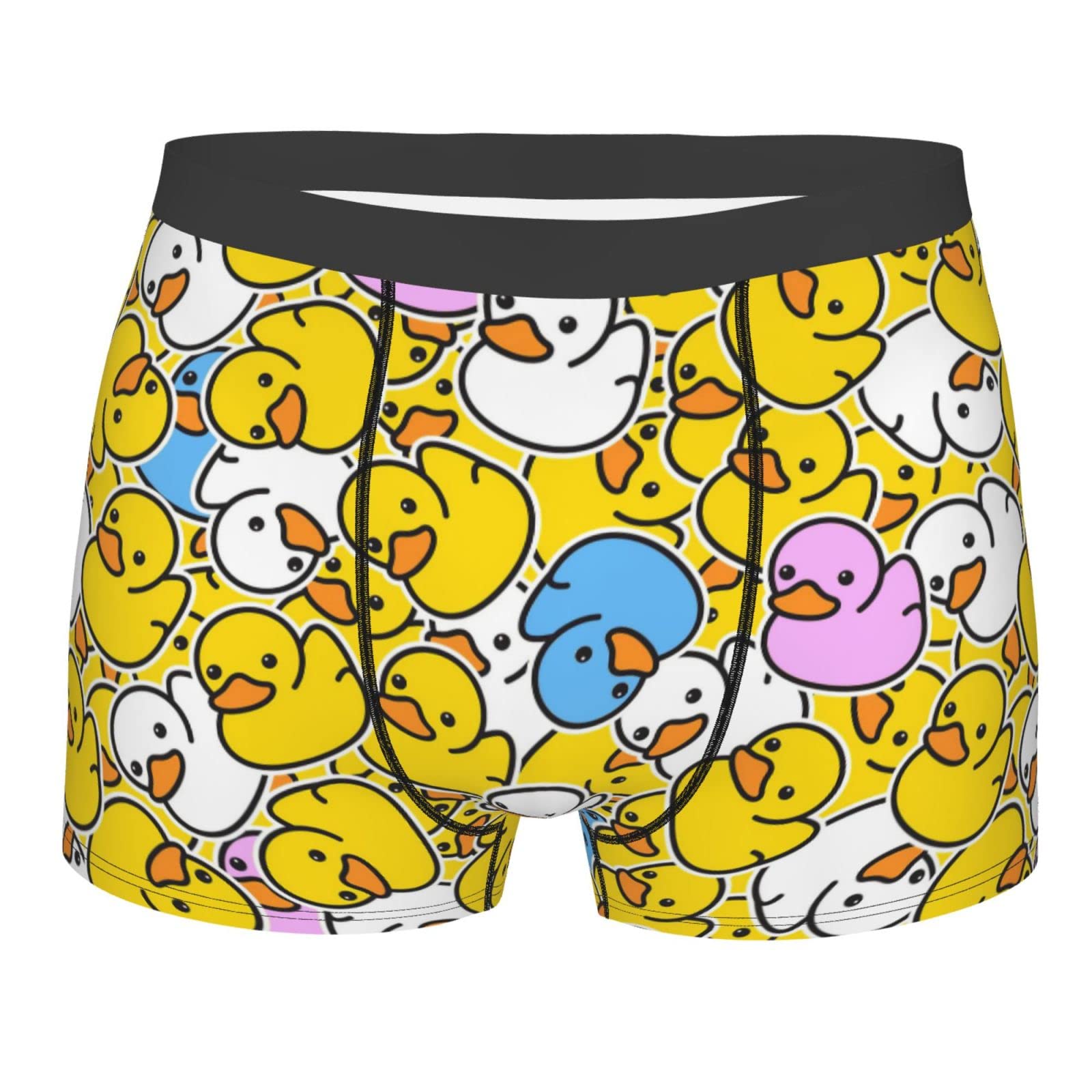 Aooedm Men's Colorful Yellow Duck Underwear Boxer Briefs Soft Breathable Stretch Underwear Trunks With Bulge Pouch For Boys