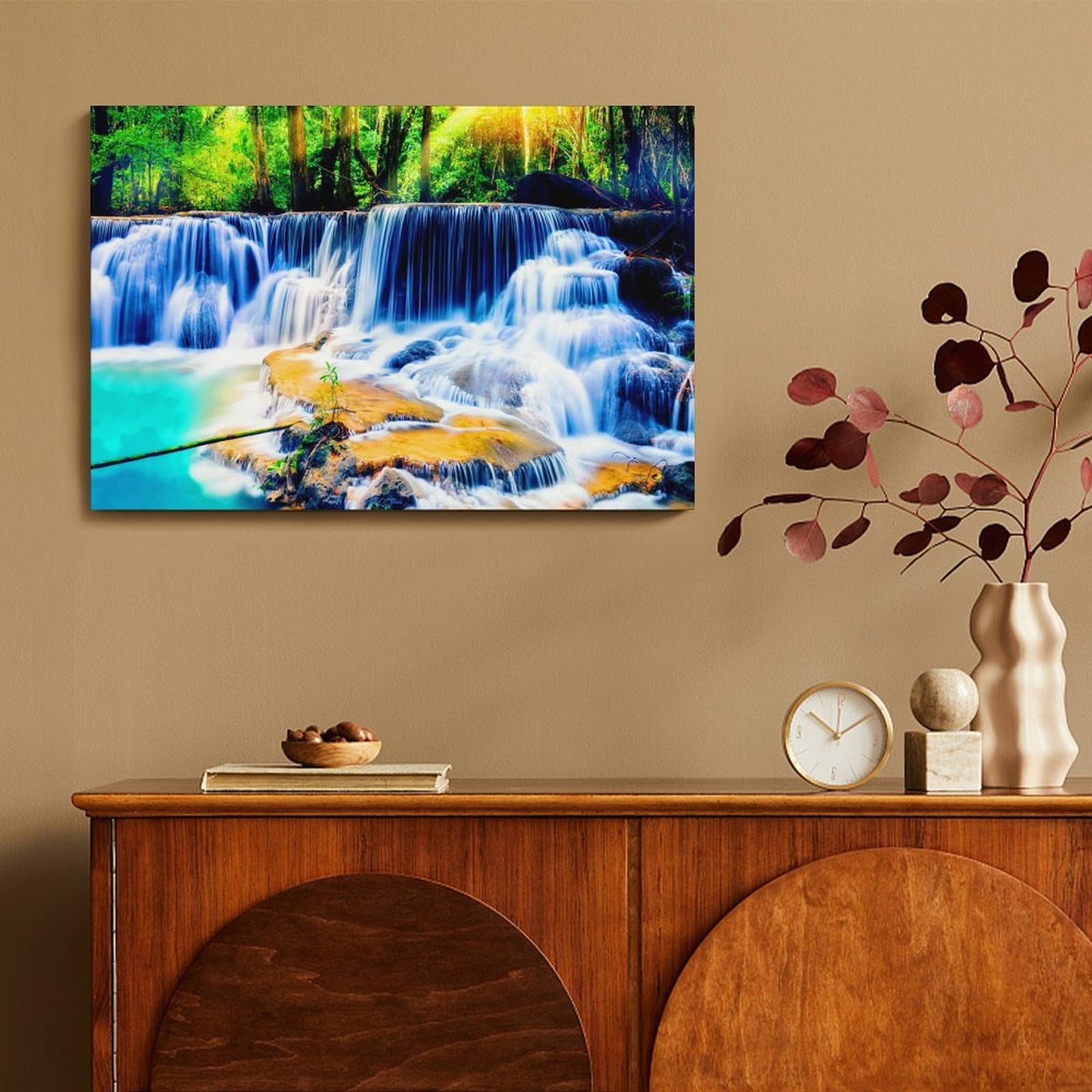 Amazon.co.jp: 滝の森と石の風景ポスター 壁用 16x24インチ(40x60cm