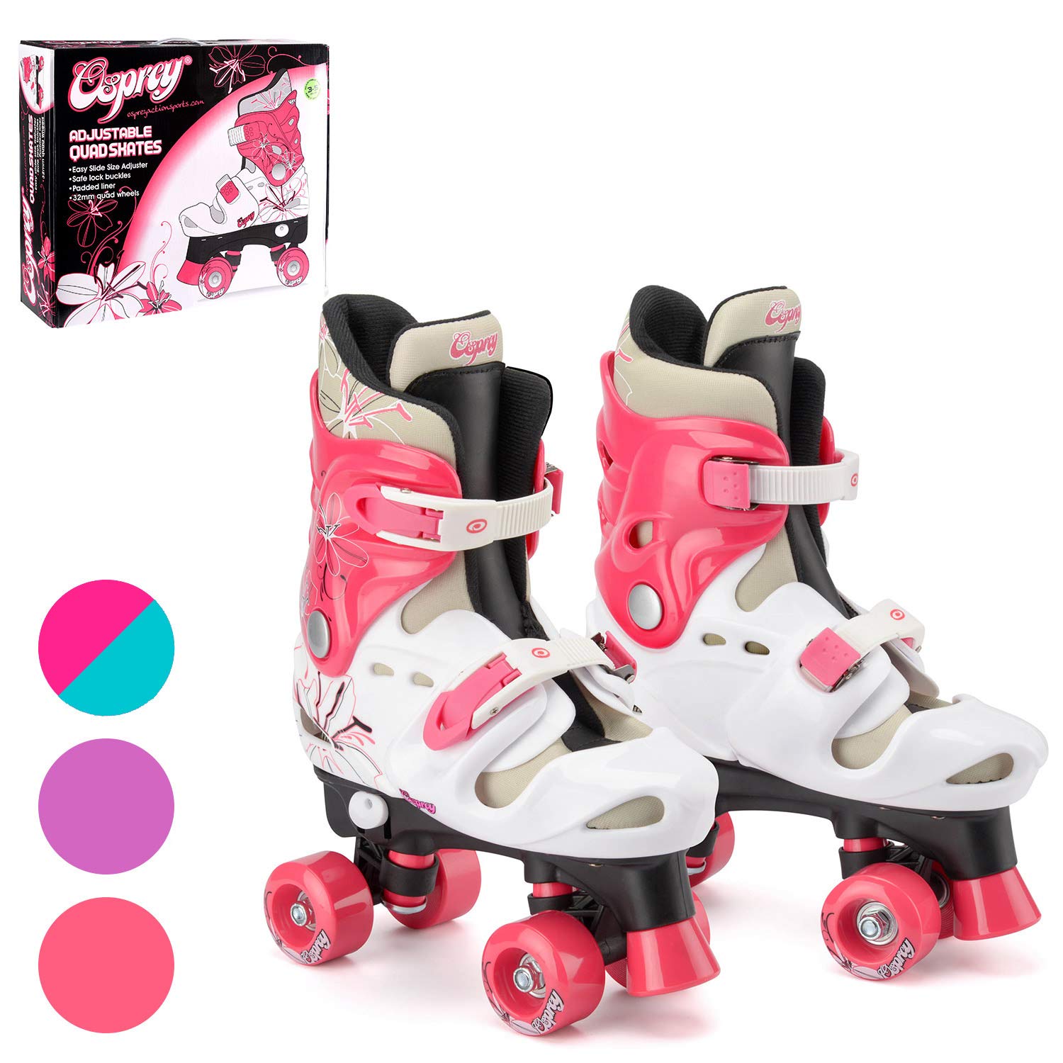 Buy Osprey Roller Skates for Kids Adjustable Quad Skates for Boys and Girls Multiple Colours