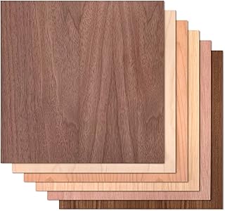 Proflex Variety Pack Plywood 6pcs, 1/8" x 12” x 12” Real Wood Plywood Sheets Premium “A” Grade with Smooth Sanded Finish, Perfect for Laser Cutting & Engraving, Crafts, and DIY