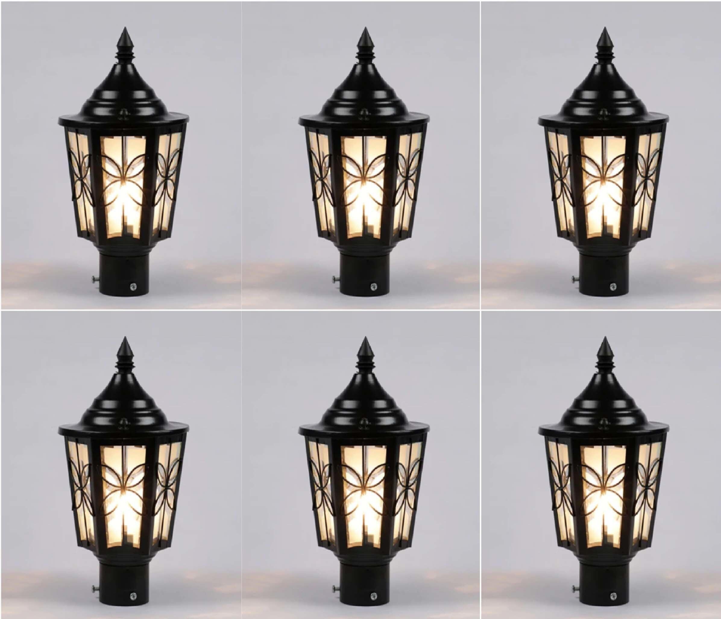 Black Metal Fixed Gate Light Pack of 6 | Outdoor Garden Roof Entrance Lamp | Sturdy Weather-Resistant Exterior Lighting Fixture-image-32