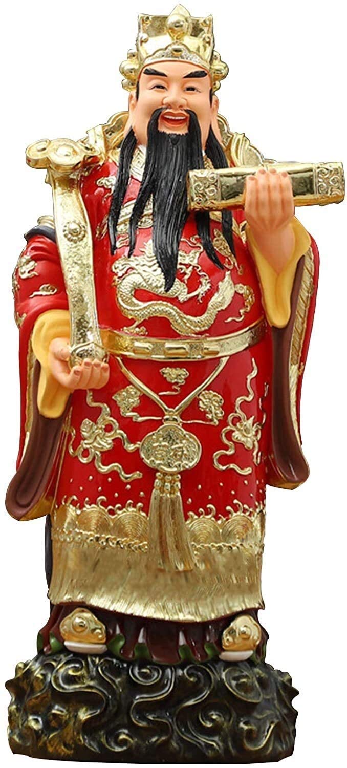 JOEBO Feng Shui Gift Statue Caishen Wencaishen God Car Ornaments Decoration Bless Safety Wealth Feng Shui Of Fortune Room Decor Home Office Polyresin Gold Statue 1222