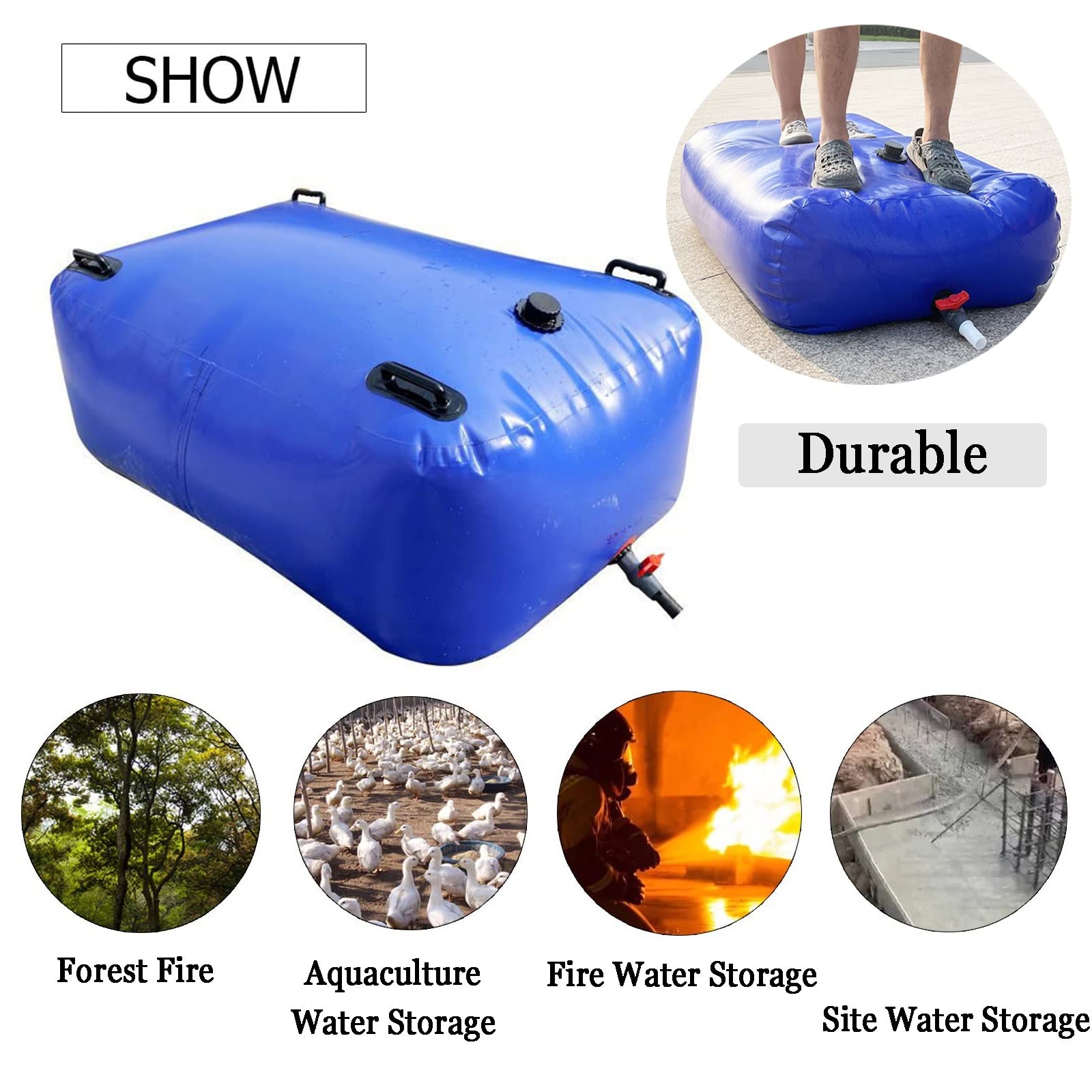 Wasserblasen-Aufbewahrungsbehälter，zusammenklappbarer tragbarer Wassertank, große Kapazität, weicher Wasserbeutel, weicher, dürrebeständiger Wasserbeutel, Wassertank ( Size : 1x0.8x0.5 m/400L/105gallo