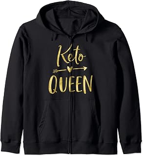 Keto Queen With Cute Dark Yellow Arrow Zip Hoodie