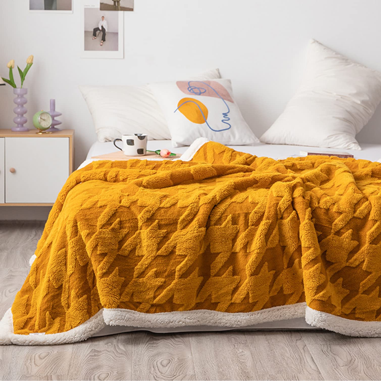 Physics Sherpa-Decke Mit Grafikmuster – Flauschig, 152x203 Cm, Für Bett & Sofa, Waschbar, Blau