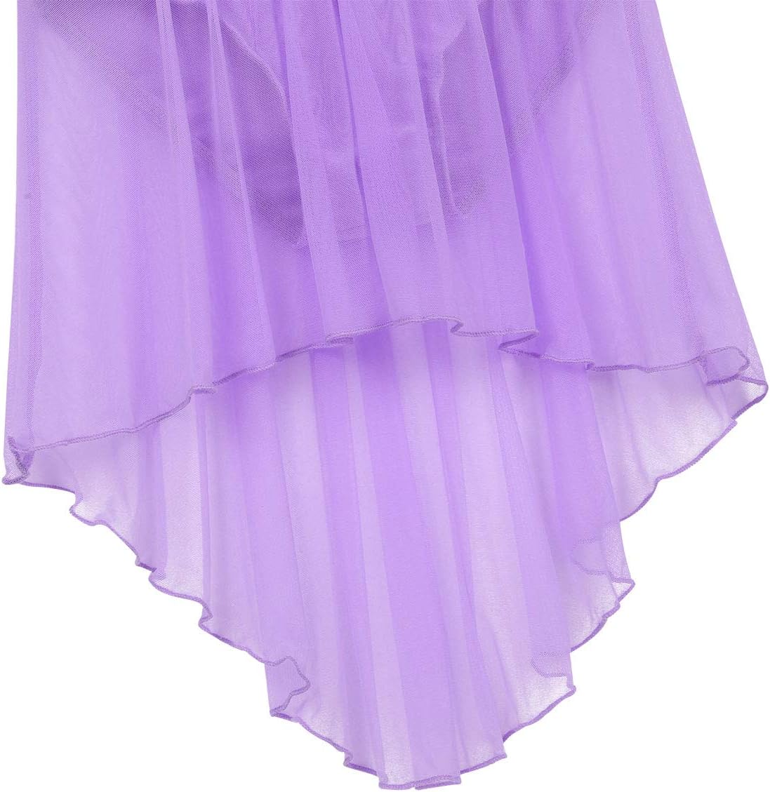 Kids Girls Lyrical Dance Dress Outfit Mesh Splice Crop Top with High Low Skirt Set Modern Dancing Costume