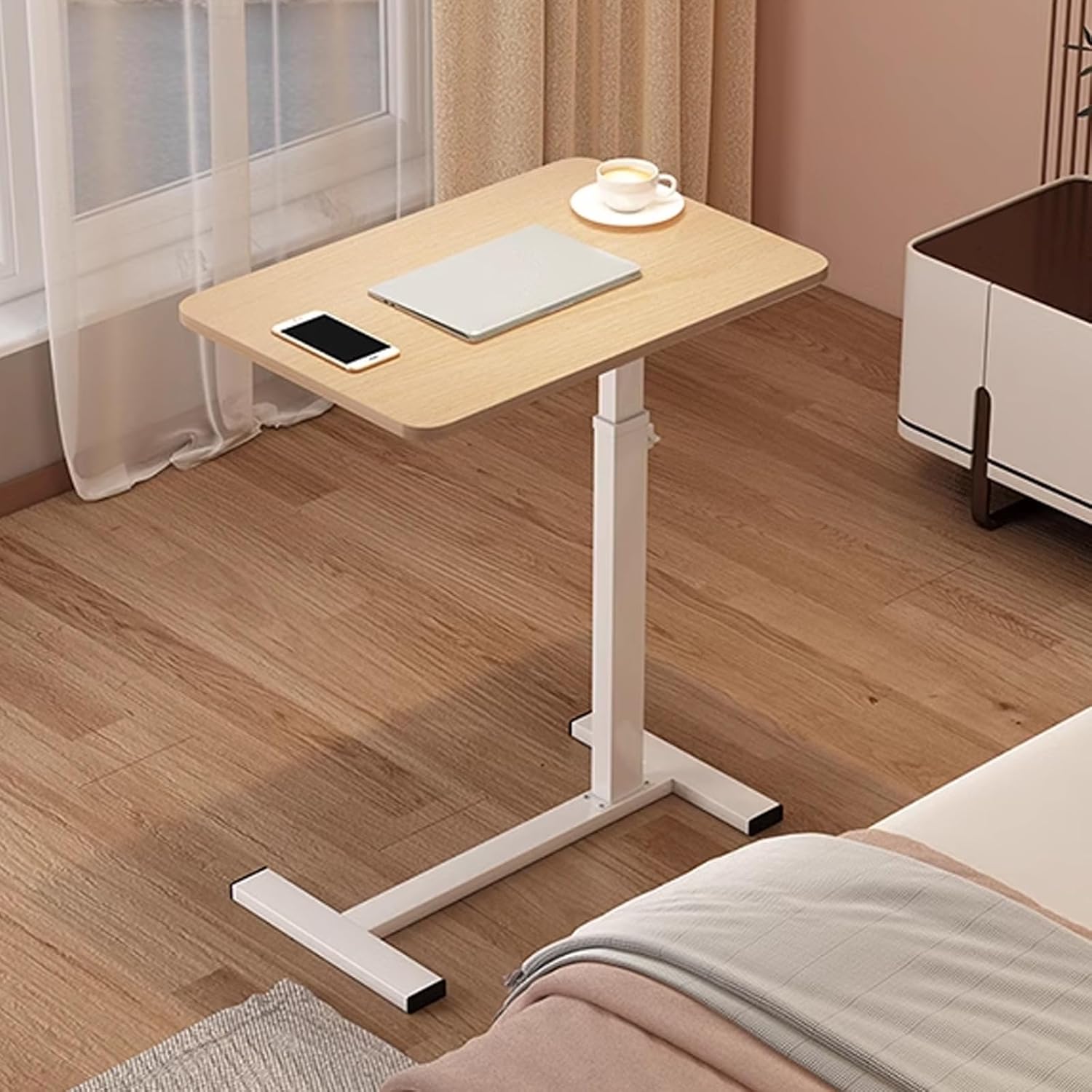 Mobile Computer Desk, Desk on Wheels Adjustable Height