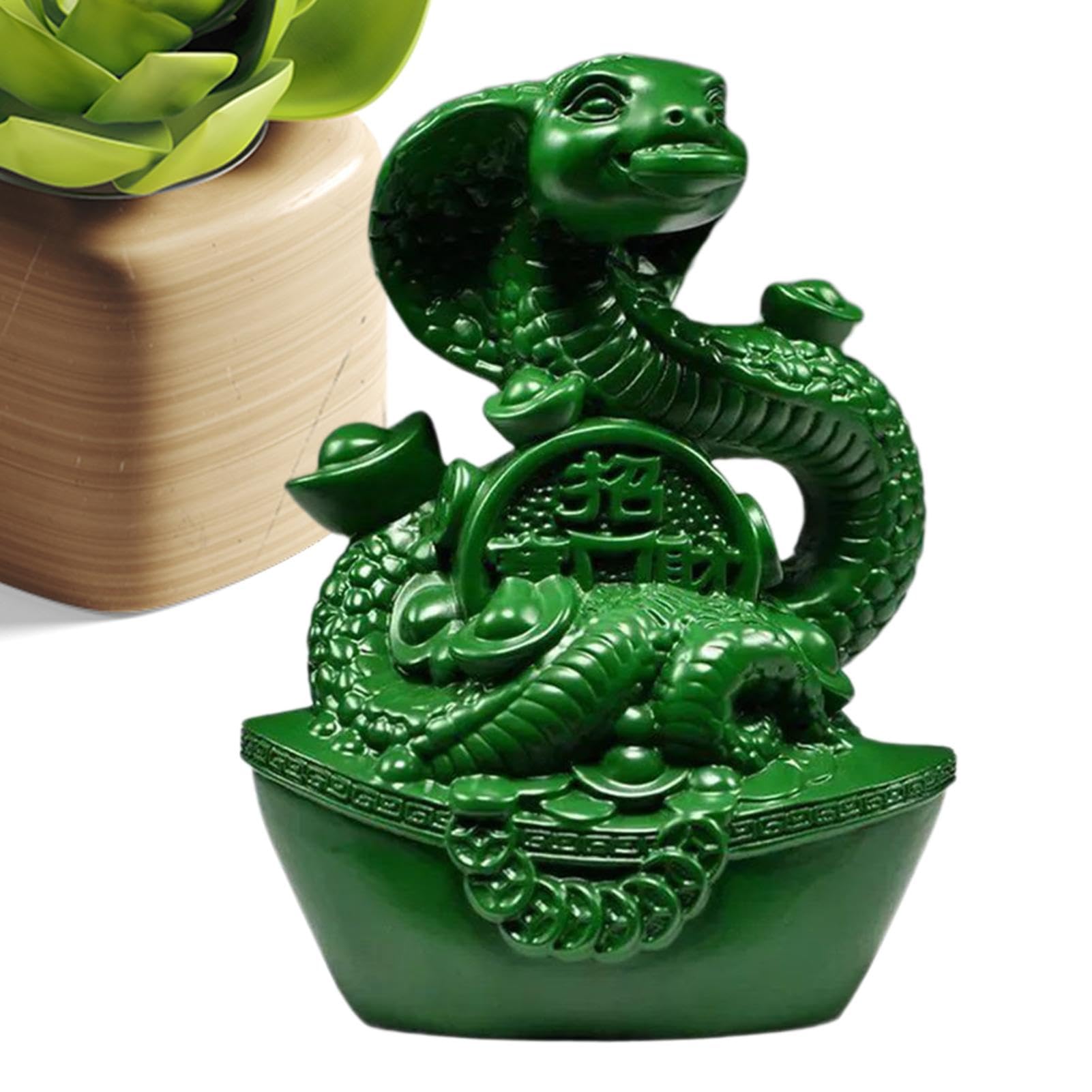 Statue de serpent chinois en bois sculpté pour décoration de table