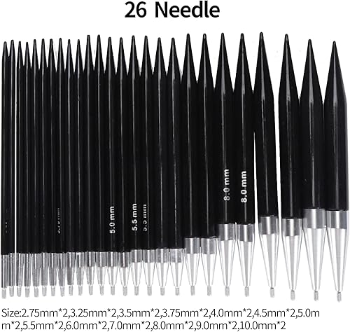 Miniatura 4 de Juego de 26 agujas de tejer intercambiables de metal, agujas de tejer circulares de metal, kit de agujas de coser con alambre circulante para hilo