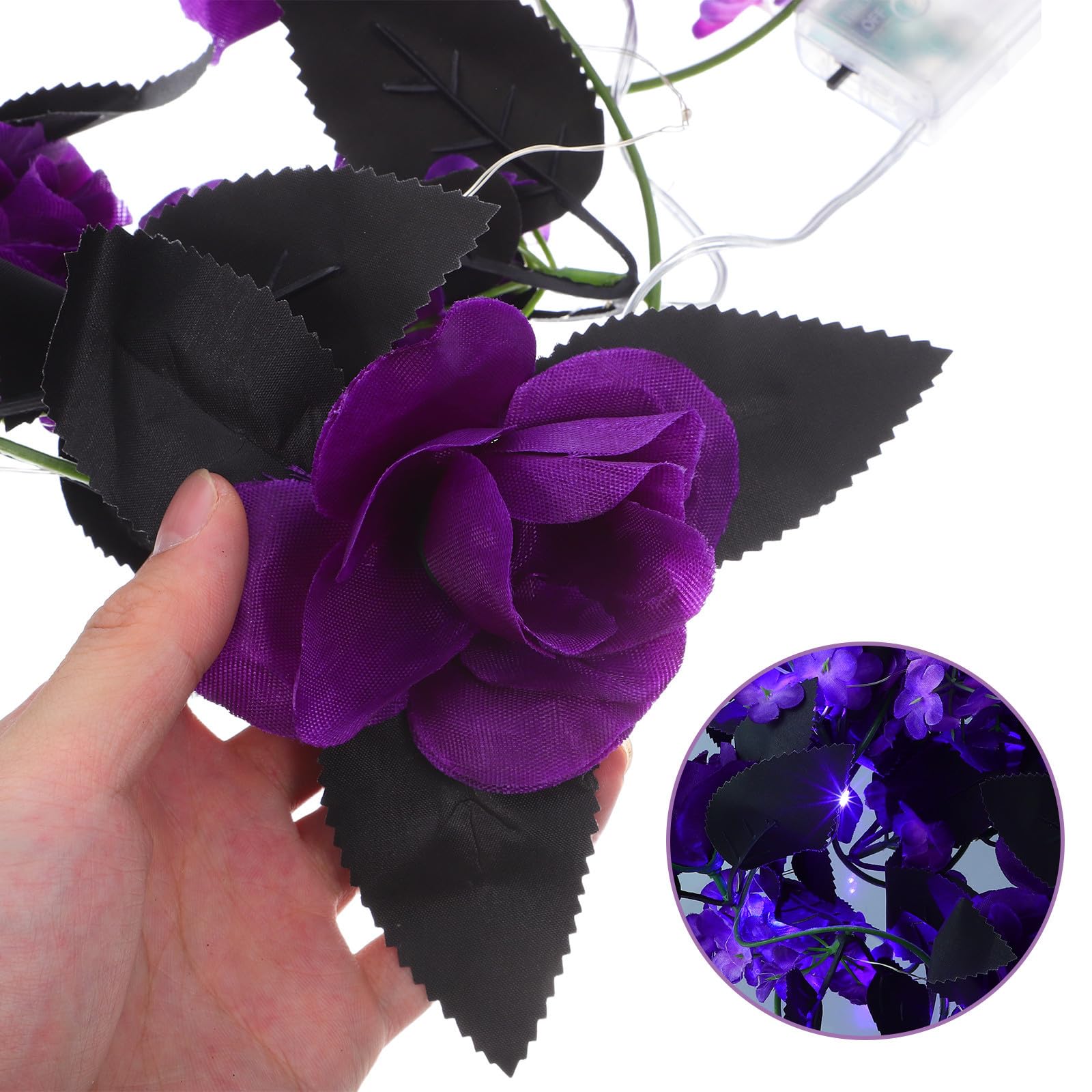 Healeved 3 Piezas Enredadera de Rosas Artificiales con Luces, Guirnalda Festiva