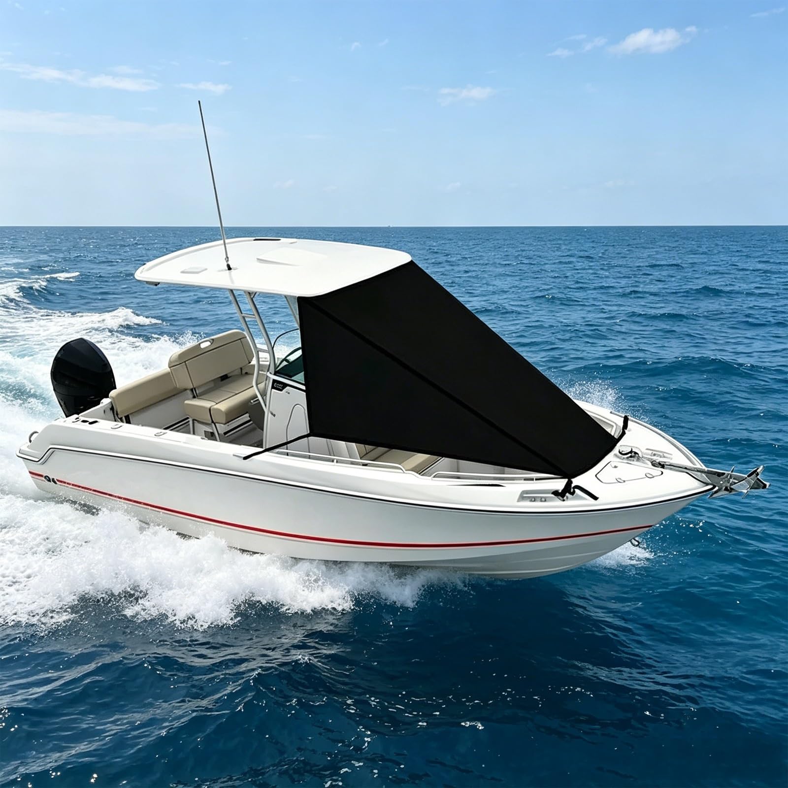 Tendalino per Barca a T, Estensione Tendalino Barca, Tessuto Oxford 600D, Custodia per il Trasporto, Chiusura a G, Parasole Anteriore per Yacht(Gray,245x290cm/8x9.5ft)