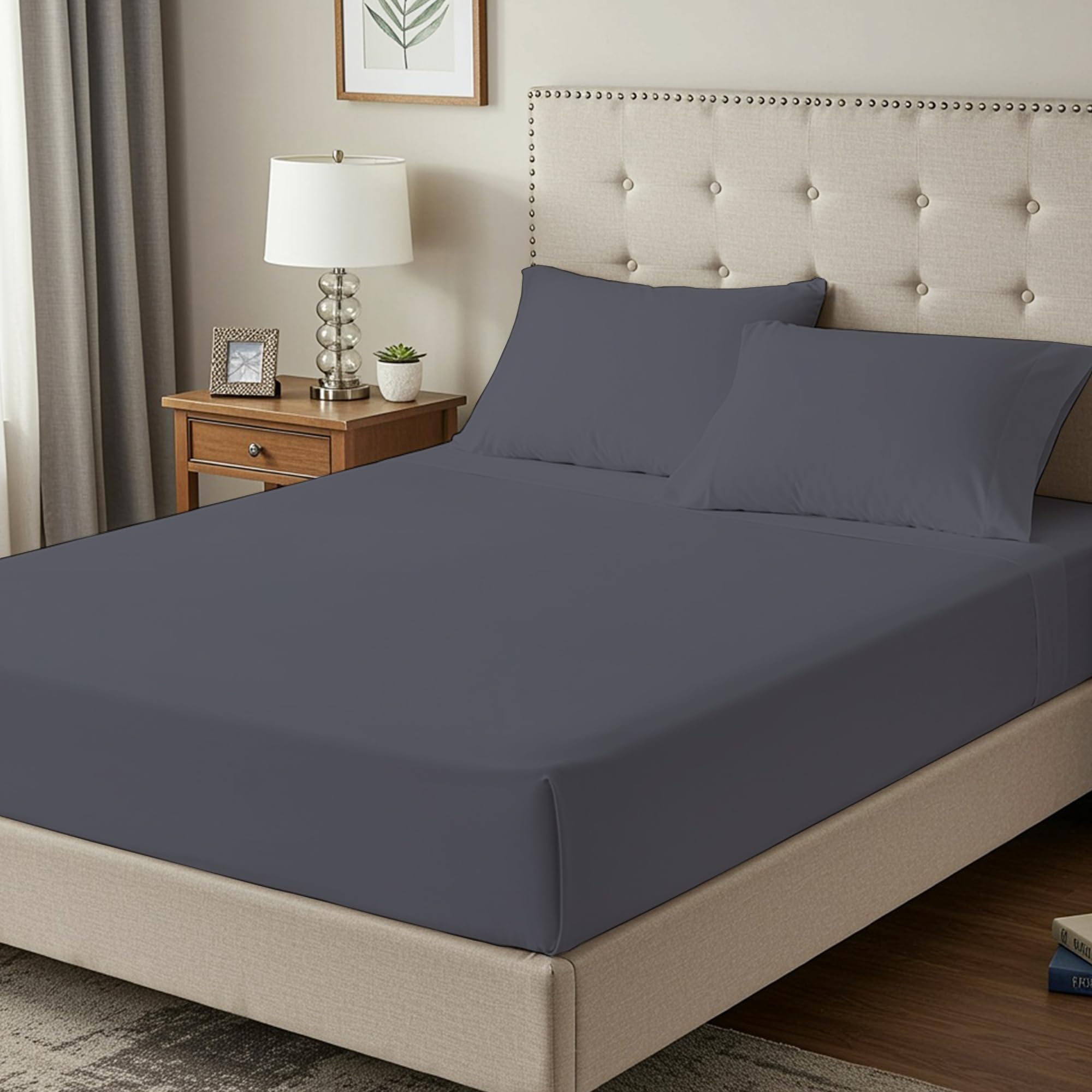 100% Egyptian Cotton 400TC Super King Fitted Sheet, 35cm Deep Pocket