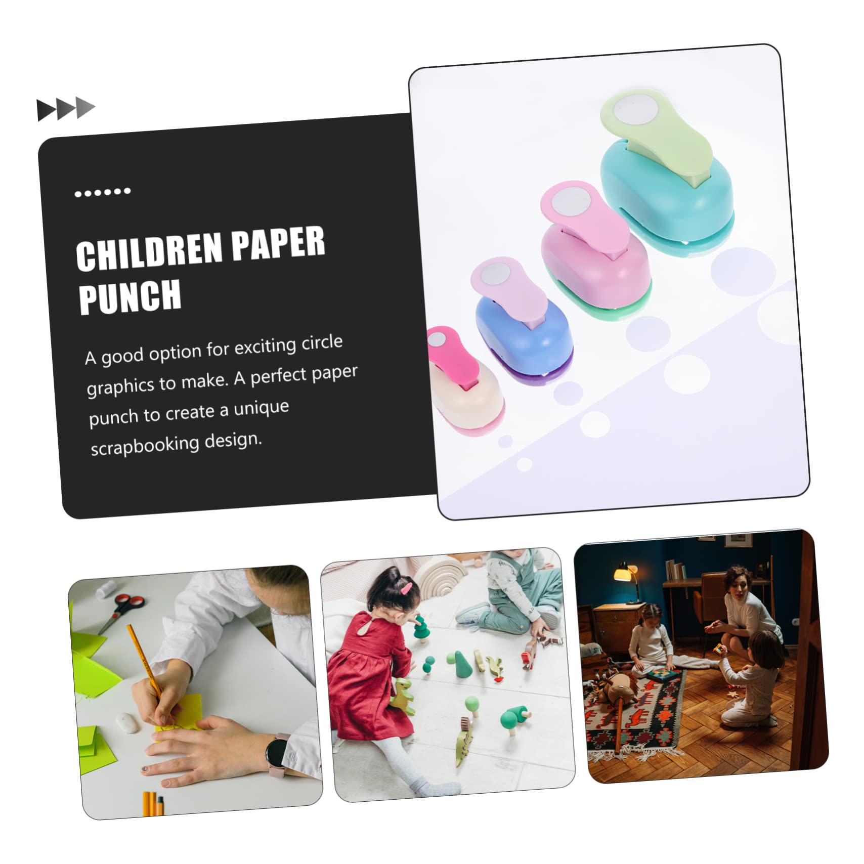 4pezzi Puncher Per Carta Strumenti Creativi Per Ragazzo Ragazza Fustelle Per Biglietti Scrapbooking e Fai Da Te Con Forme Rotonde Colori Variabili