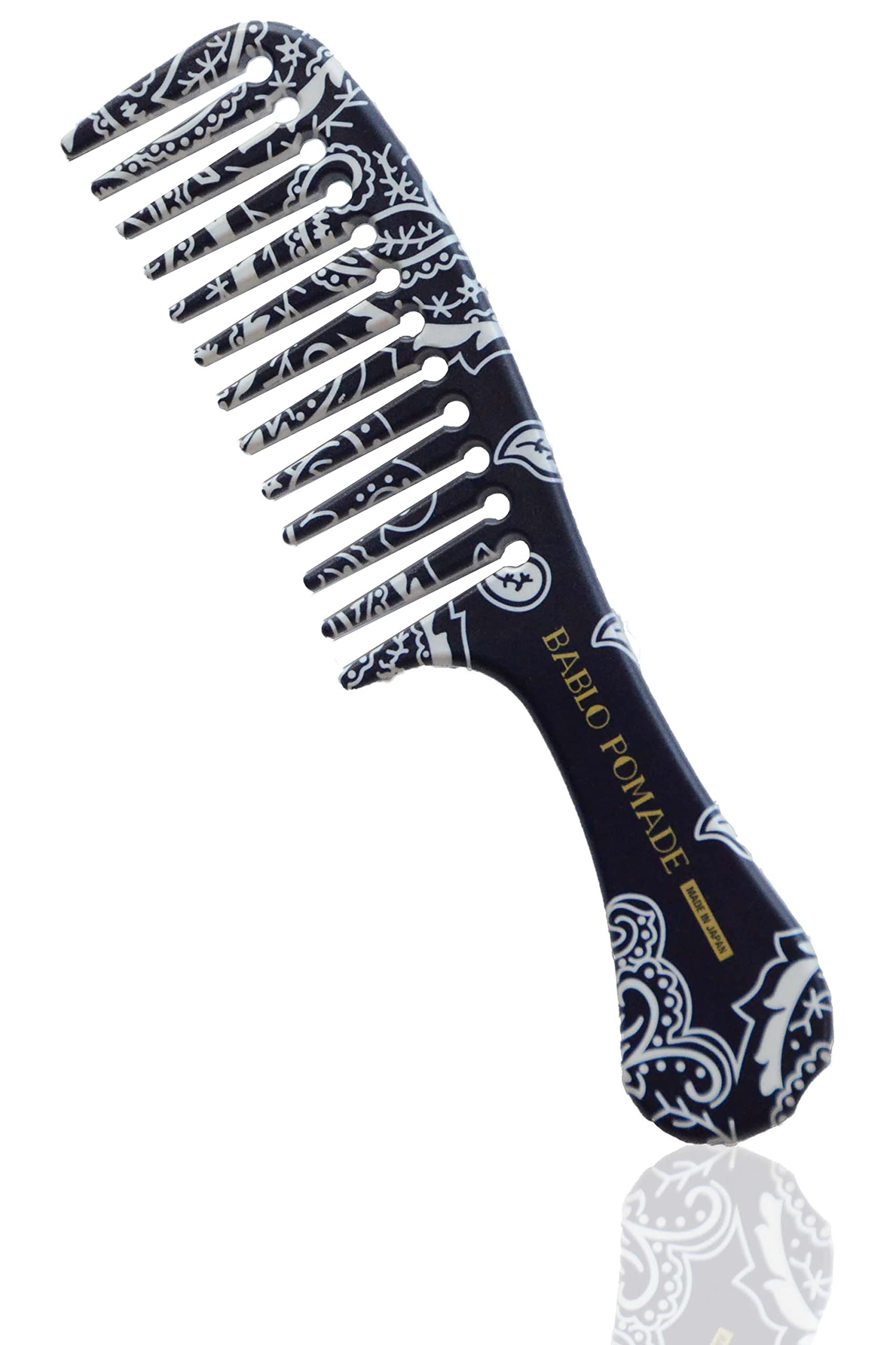Bablo Pomade Grooming Comb Comb for Men Wide Mesh Comb (Navy Paisley Pattern) Coarse Comb : Beauty