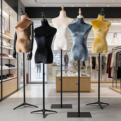 Miniatura 2 de Female Full Body Mannequin Adjustable Height Clothing Mannequin Clothes Form Stand Detachable Wood Arm Used for Display Clothin(White,Torso)