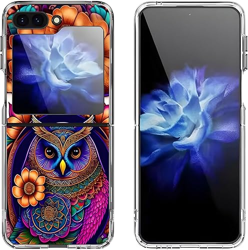 Funda rígida para Samsung Galaxy Z Flip 5  Colorida, búho, mandala, flor, antiarañazos, protectora, a prueba de golpes